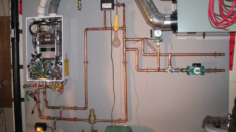 photo of a hot water heating system installation done by Tryangle Mechanical