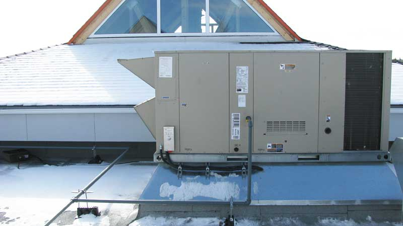 photo of a commercial air conditioning system installation done by Tryangle Mechanical