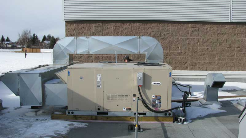 photo of a commercial air conditioning system installation done by Tryangle Mechanical
