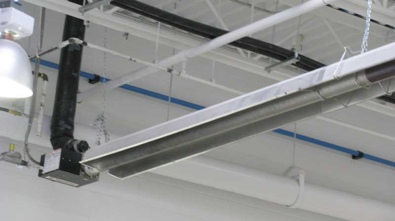 photo of a commercial overhead heating system installation done by Tryangle Mechanical